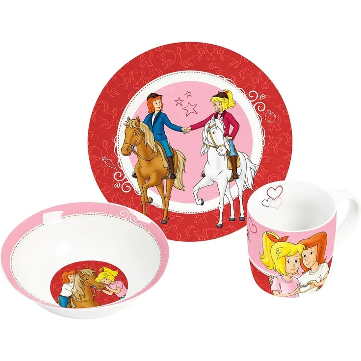 Kindergeschirr Bibi & Tina rot 3teilig Porzellan