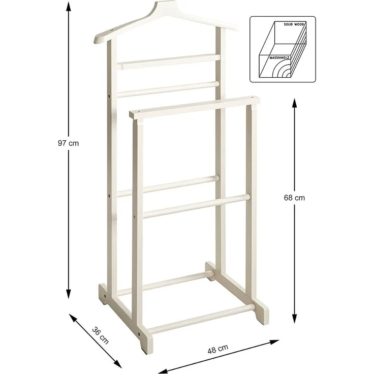 Haku Herrendiener aus Bambus in Creme-Weiß lackiert, Scandinavian-Stil, fürs Schlafzimmer, 48x36x97 cm – Bild 6