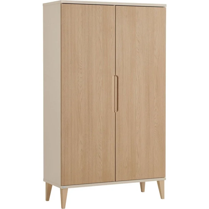 PAIDI Kleiderschrank JONTE in Beige & Eichefarben mit gerillten Türen, verschiedene Größen (B/H/T ca. 95-141/164-207/40-56cm, mit 2 oder 3 Türen + Tiny-Variante) stabiler Drehtürenschrank mit Massivholz-Füßen, Soft-Close-Funktion – Bild 2