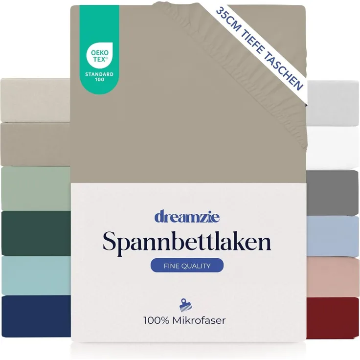 Dreamzie Spannbettlaken 200x200 cm - 35 cm Tiefe Tasche - 100% Mikrofaser Bettlaken - Leinen, Schadstoffgeprüft(Oeko TEX), Bettlaken mit Gummizug