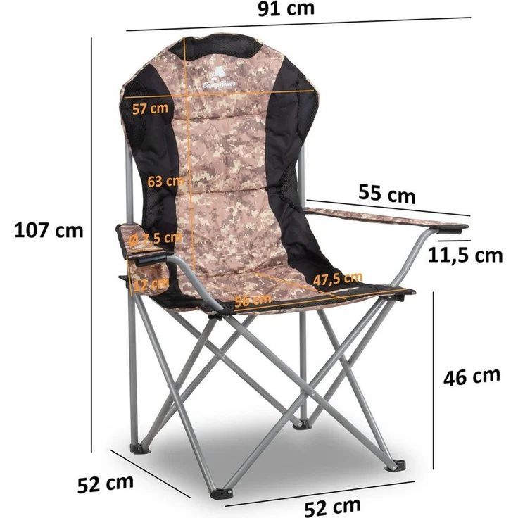 CampFeuer Faltstuhl Campingstuhl Faltbar, Camouflage, Anglerstuhl mit Getränkehalter, Inklusive Getränkehalter und Tragetasche – Bild 2