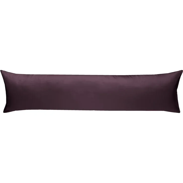 Mako-Satin Seitenschläferkissen Bezug uni / einfarbig brombeer 40x145 cm von Bettwaesche-mit-Stil