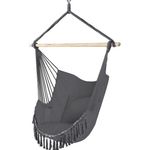 VOUNOT Hängesessel mit 2 Kissen & Bücherfach, Hängestuhl XXL Hängematte Schaukel für Indoor Outdoor Garten, Grau