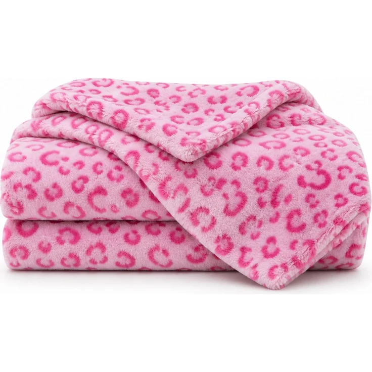 Flanell-Kuscheldecke mit Leopardenmuster Rosa 228 x 228 cm – Bild 1