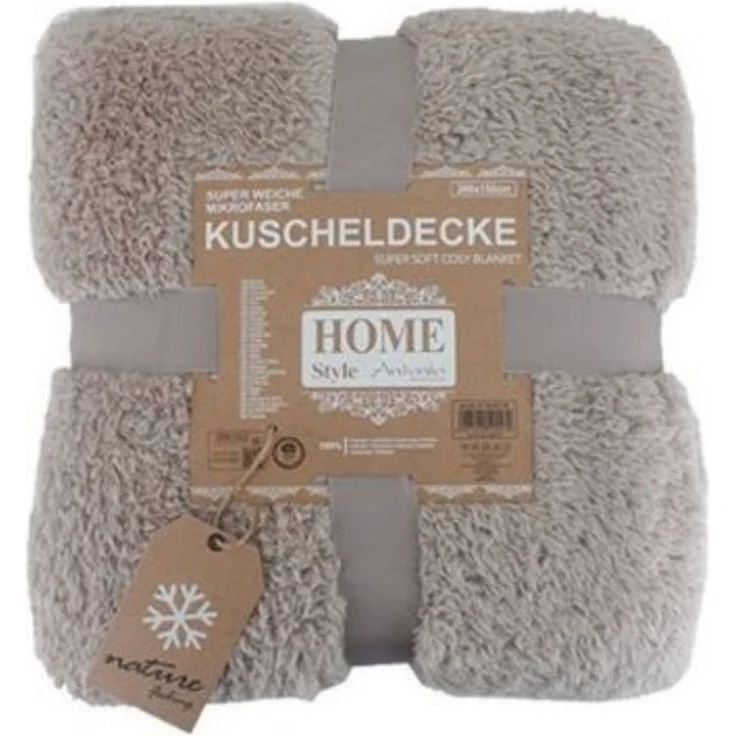Teddy Kuscheldecke 150 x 200 cm » warme Wohndecke in Kunstfell-Optik | flauschige Mikrofaser Decke - Hellbraun – Bild 1
