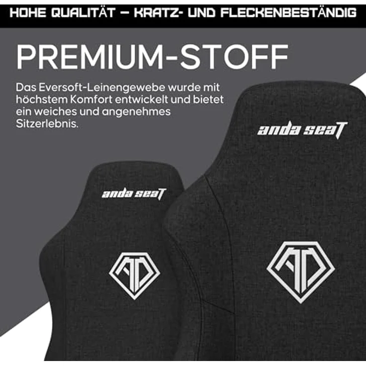 Anda Seat Phantom 3 Stoff Gaming Stuhl für Erwachsene – Ergonomisch PC Stuhl mit verstellbaren 2D Armlehnen, Kopfstütze & Lendenkissen, Bequemer Design, Belastbarkeit bis 90 kg, Schwarz – Bild 8