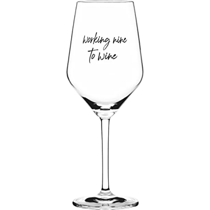 Sand & Soda 9500003 Modernes Weinglas mit trendigem Spruch working nine to wine Geschenkbox – Made in Germany – Bild 2