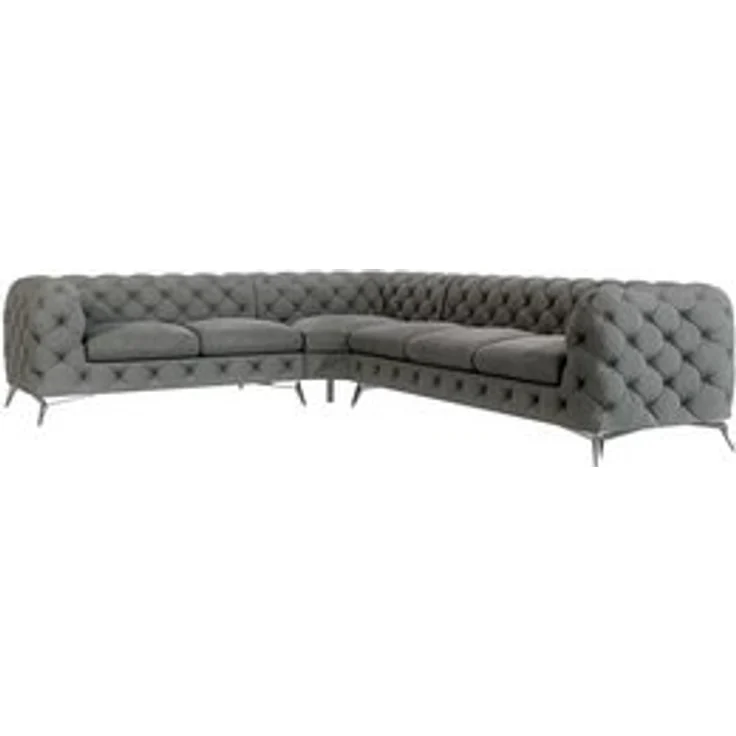 S-Style Möbel Ecksofa Chesterfield Kalina mit Silber Metall Füßen, Die Eckeinheit kann entweder rechts- oder linkshändig sein, mit Wellenfederung – Bild 6