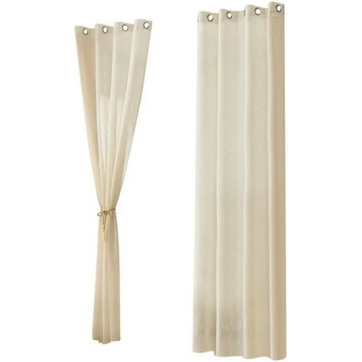 Woltu Gardine (1 St), Ösen, halbtransparent, mit Ösen Leinen Optik Ösenschal – Bild 4