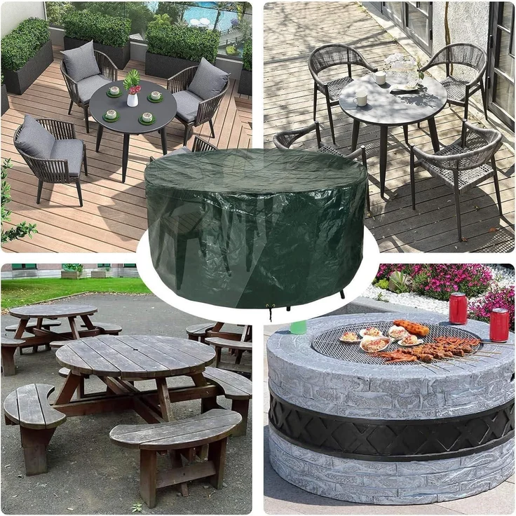 Gartentischabdeckung Polyethylen wasserdicht 300x90cm 300x90cm Grün – Bild 6
