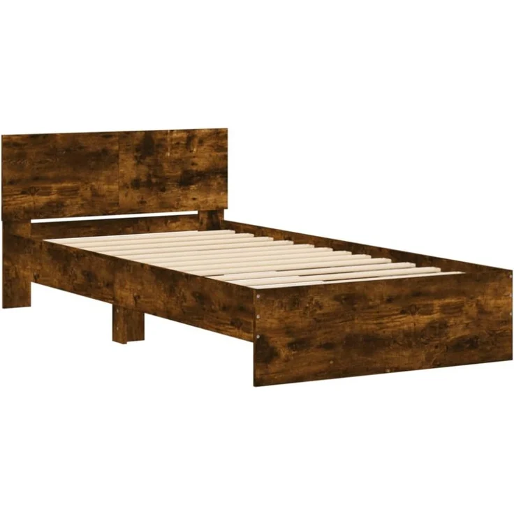 vidaXL Bettgestell mit Kopfteil Räuchereiche 100x200 cm Holzwerkstoff 838621 – Bild 4