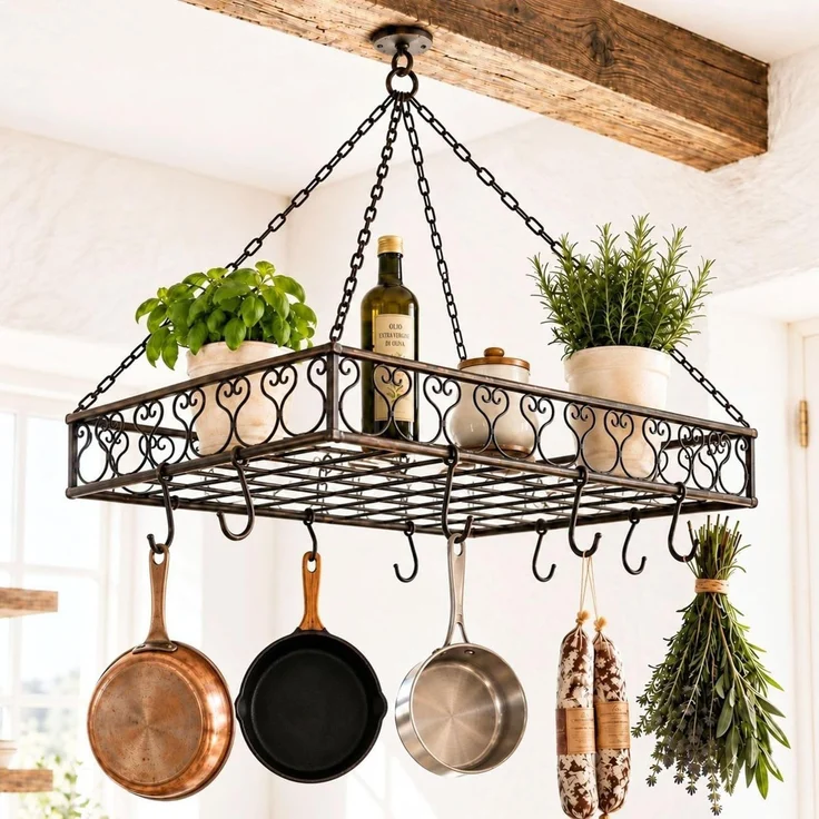 Topfhänger Cocina Pfannenhänger 60 cm Deckenregal Hängeregal Hänger Wurstkrone – Bild 3