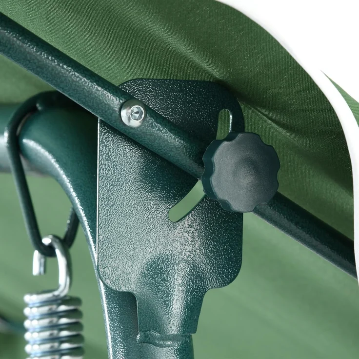 Outsunny Hollywoodschaukel Schwingbank mit Verstellbarem Sonnendach, 3-Sitzer, Relaxfunktion, Gartenschaukel, 1 tlg, Schaukelbank, Stahlrahmen, Grün 170 x 110 x 153 cm – Bild 8