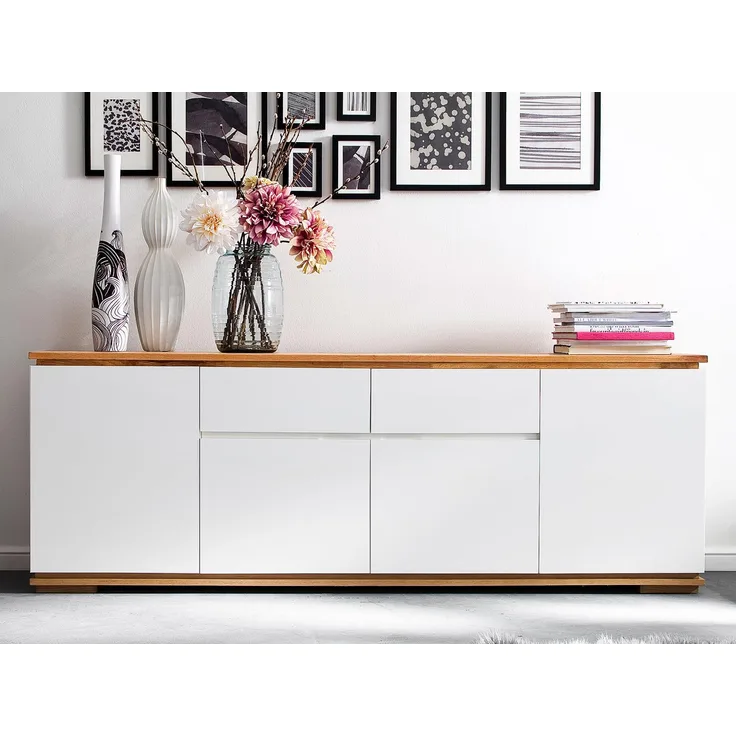 Chiaro Sideboard II - Weiß matt Asteiche massiv