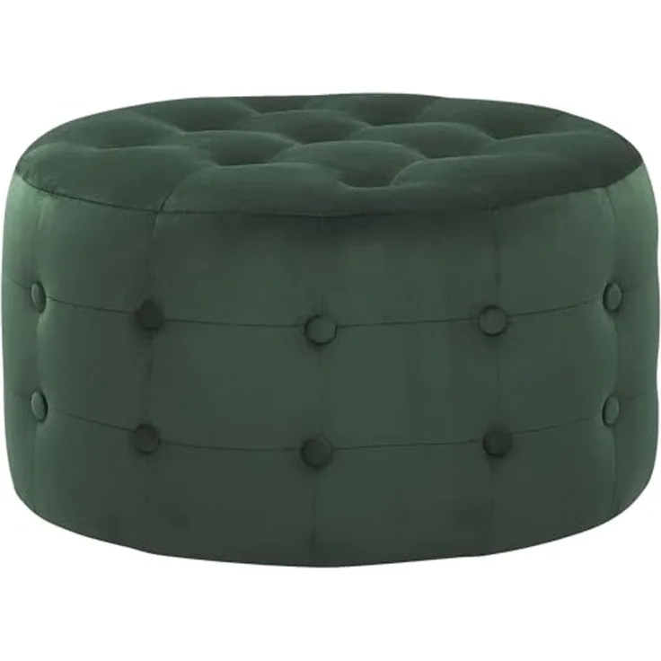 Beliani 'TAMPA' Pouf, Samtstoff Dunkelgrün, 55 x 55 x 30 cm