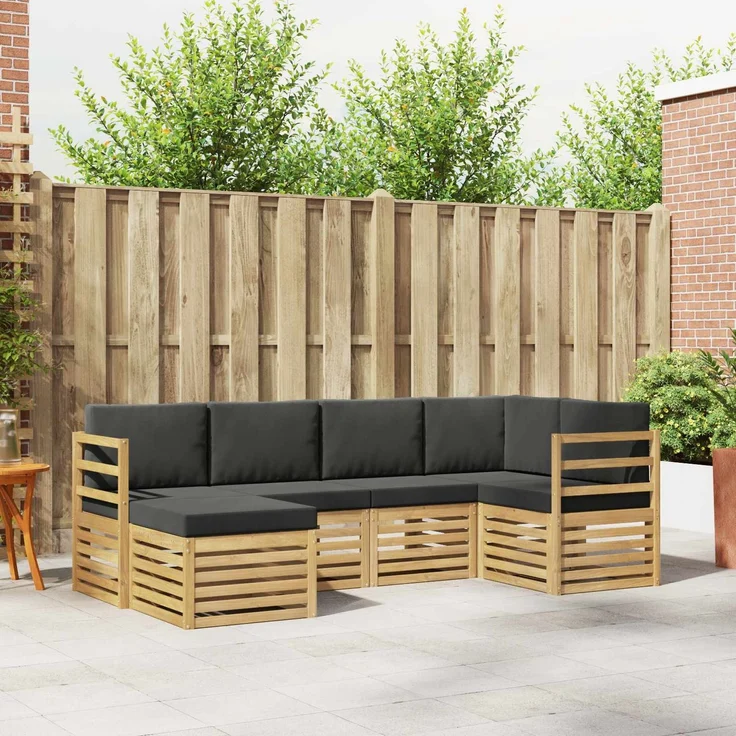 vidaXL Outdoor-Sofagarnitur 6 stk. 5-Sitzer Weiß und Anthrazit 3392097 – Bild 1