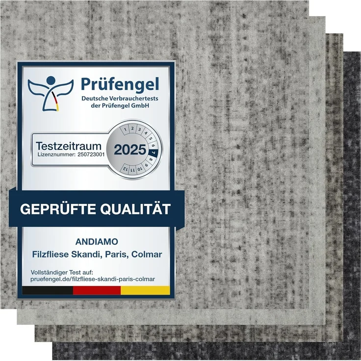 Andiamo Teppichfliese Paris Nadelfilz, quadratisch, Höhe: 4 mm, 40x40 cm, selbstklebend, robust & strapazierfähig, 25 Stück (4 qm) – Bild 1