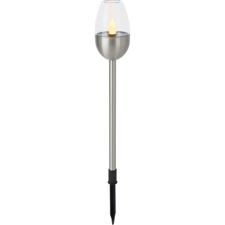 Dehner Solarleuchte Flame, 4er Set, Ø 6.1 cm, Länge 41.7 cm, Edelstahl/Kunststoff, silber – Bild 3