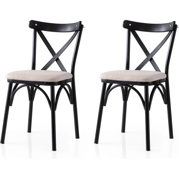 Skye Decor 'Ekol - 285 V2' Stuhlset (2-teilig), Schwarz / Creme, 42 x 81 x 40 cm – Bild 1