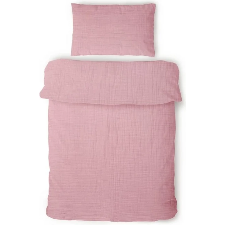 Laynenburg Kinderbettwäsche Musselin 2 teilig aus 100% Baumwolle in 100x135 cm + 40x60 cm, atmungsaktiv & bügelfrei – 3 lagig mit Reißverschluss & Haltebändern – Bild 4