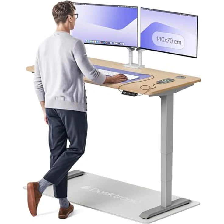 Desktronic Höhenverstellbarer Schreibtisch aus Bambus (140x70 cm) – Elektrisch höhenverstellbar mit flüsterleisem Dual-Motor & Touchscreen – Hohe Tragfähigkeit – Stehtisch HomePro – Bild 2