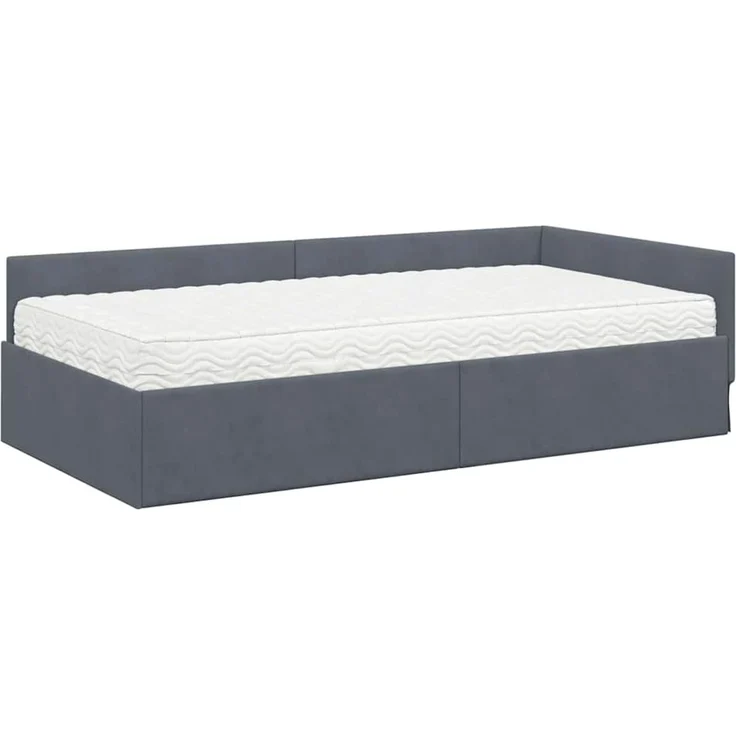vidaXL Eckbettgestell mit Matratze Sonstiges 2 pcs Grau Samt 3393615 – Bild 4