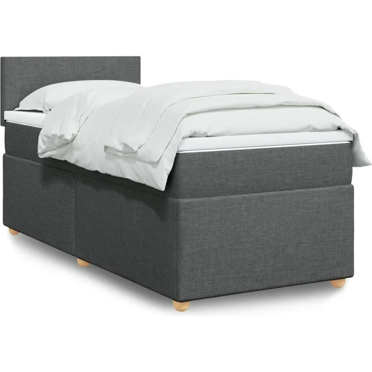 vidaXL Boxspringbett mit Matratze Dunkelgrau 80x200 cm Stoff 3288801 – Bild 1