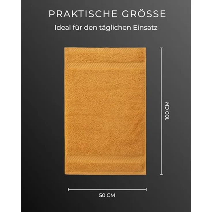 Luckytowel Handtücher Set 50x100 cm, Oeko-TEX Frottiertücher aus 100% Baumwolle mit 600 g/m², flauschiges Frottee Handtuchset in Gold, 10er Pack – Bild 4