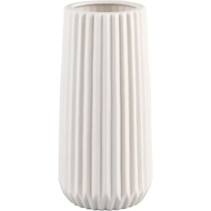 MIRRORS AND MORE 'Ruffle' Vase Keramik, weiß, Ø9x23 cm
