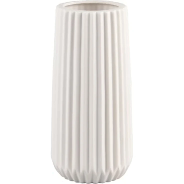 MIRRORS AND MORE 'Ruffle' Vase Keramik, weiß, Ø9x23 cm – Bild 1
