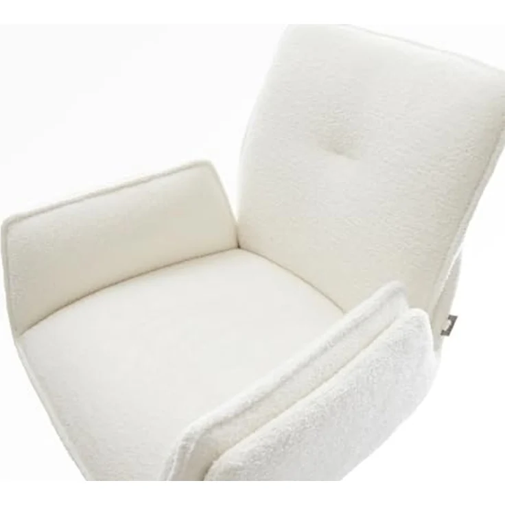 Barstuhl Nela-Flex Bouclé Soft Beige Kufengestell Edelstahl Silberfarben – Bild 5