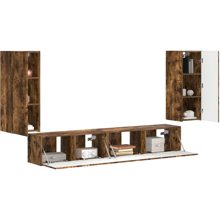 vidaXL TV-Schrankset 4 pcs Geräucherte Eiche Holzwerkstoff 3409164 – Bild 3