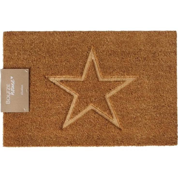 BOLTZE Fußmatte Fußmatte STAR natur mit Sternmuster Prägung Weihnachten Kokos PVC 60x4