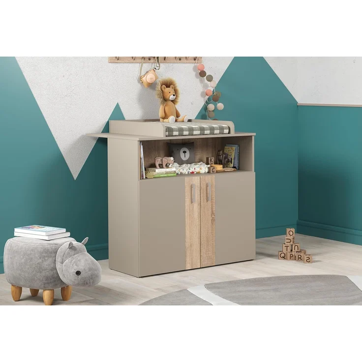 trendteam Babymöbel-Set Beja, (Set, 2-tlg), Babyzimmermöbel: Kinderbett und Wickelkommode - silberfarbene Griffe – Bild 5