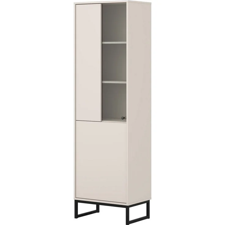 OTTO home Vitrine Loft, Höhe 180 cm, moderne Standvitrine mit 2 Türen, Metallkufen Hochschrank mit viel Stauraum, Glastür und verstellbaren Einlegeböden – Bild 2