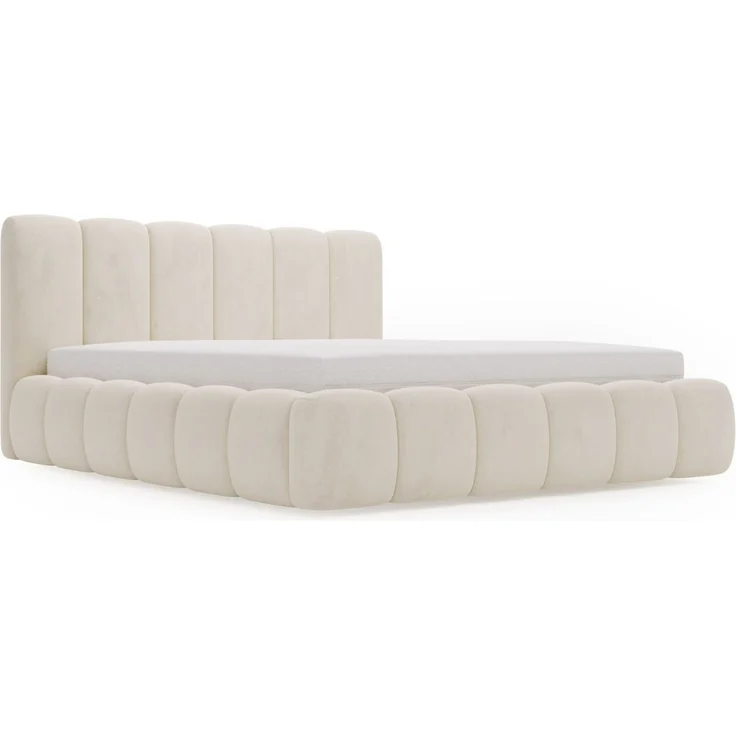 GRAINGOLD Cloud Bett 160x200, Polsterbett ohne Bettkasten, Velvet-Stoff, mit Lattenrost, Beige – Bild 2