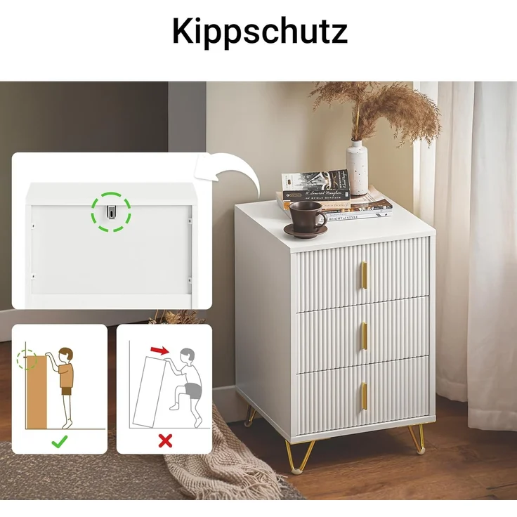 SoBuy Nachttisch FBT115-Lx2, Beistelltisch 2er Set mit Schubladen Telefontisch Nachtschrank Weiß – Bild 7