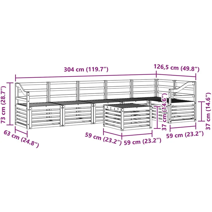 vidaXL Outdoor-Sofagarnitur 7 stk. 6-Sitzer Weiß Massivholz Akazie 3391969 – Bild 9