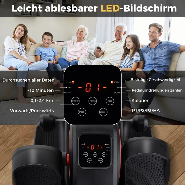 Ellipsentrainer Unter den Schreibtisch mit Anzeigemonitor & Fernbedienung Elektrischer Pedaltrainer – Bild 3