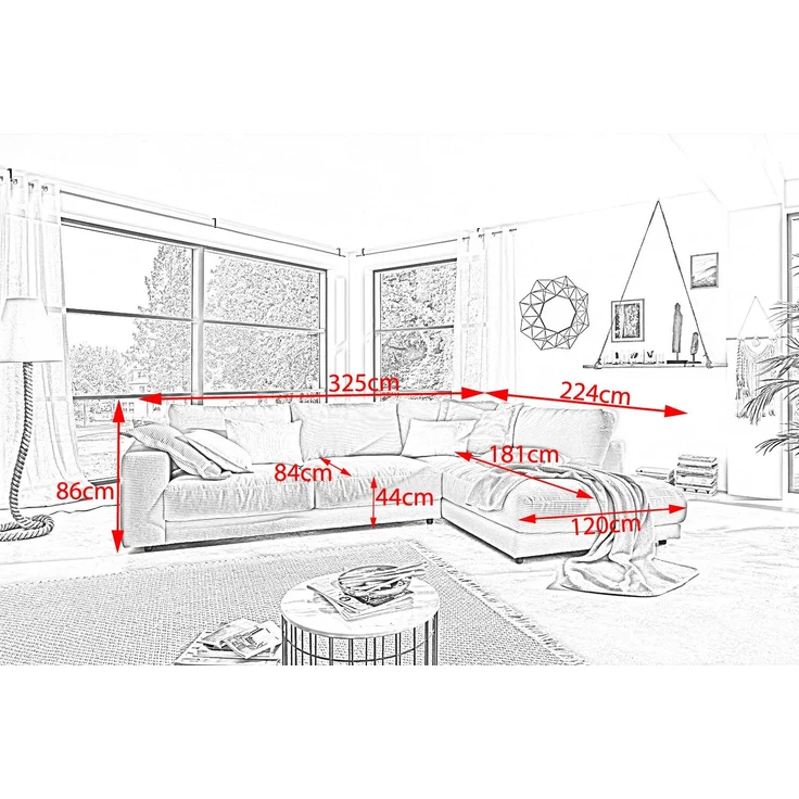 KAWOLA Sofa MADELINE Ecksofa Cord olivgrün Recamiere rechts 86 x 224 x 325 cm – Bild 7