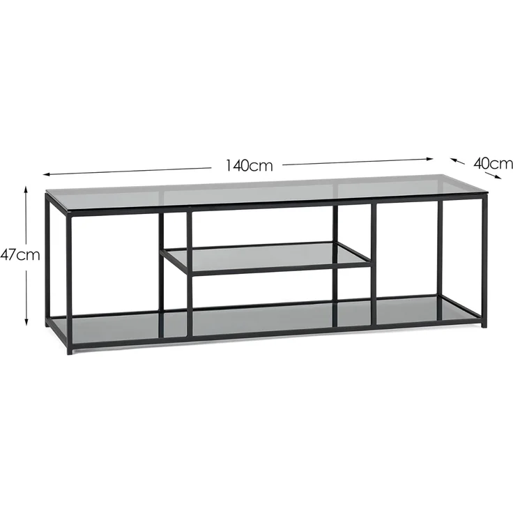 Julian Bowen TV-Möbel, Rauchglas/Schwarz, Einheitsgröße – Bild 2
