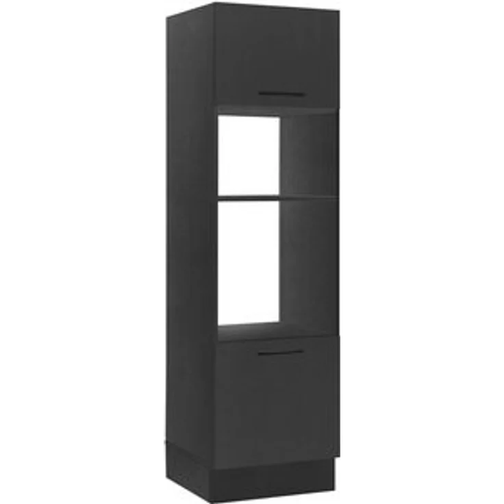 Stella Trading Turin Einbauschrank für Backofen und Mikrowelle in Schwarz - Geräumiger Hochschrank Küchenschrank mit viel Stauraum - 60 x 211 x 57 cm (B/H/T) – Bild 6
