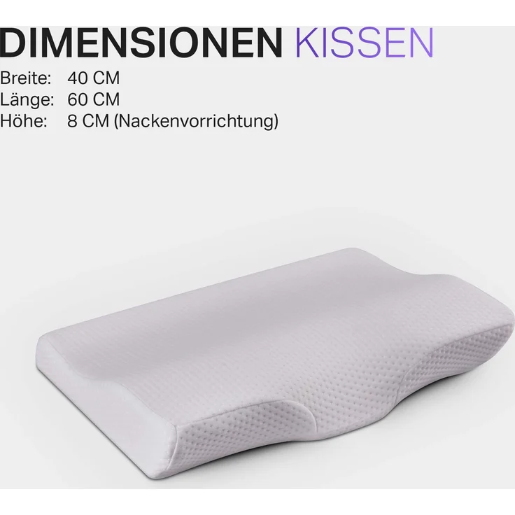 Nackenstützkissen 36x57x10cm - Memory Foam Kopfkissen, Orthopädisches Ergonomisches Nackenkissen mit abnehmbaren Bezug - ÖKO TEX – Bild 3