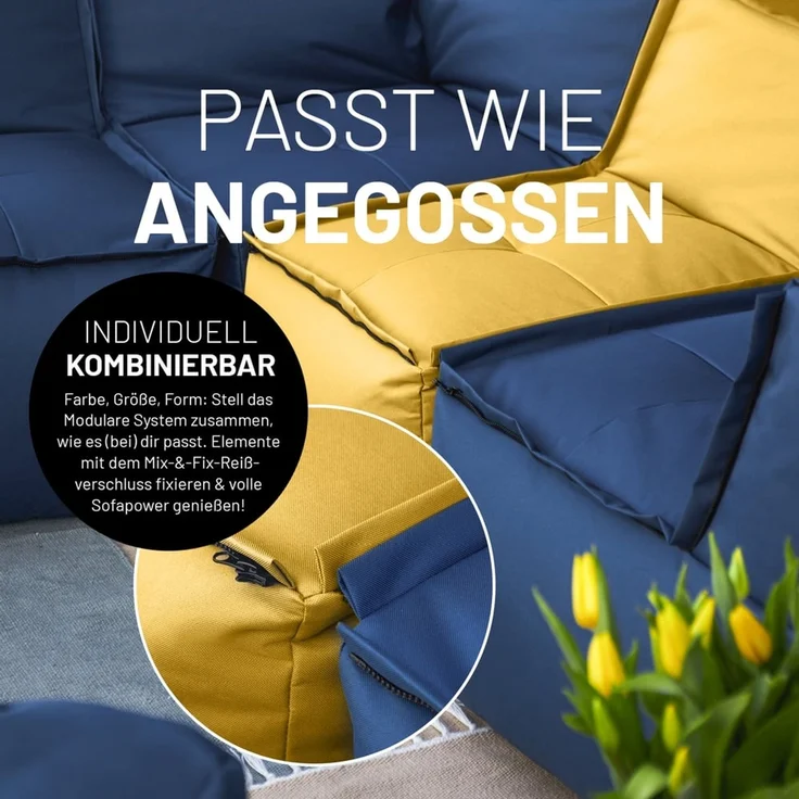 Lumaland Loungeset Modulares System erweiterbar In- & outdoor, (5-tlg), Lounge wasserfest abnehmbarer Bezug individuell kombinierbar waschbar – Bild 6