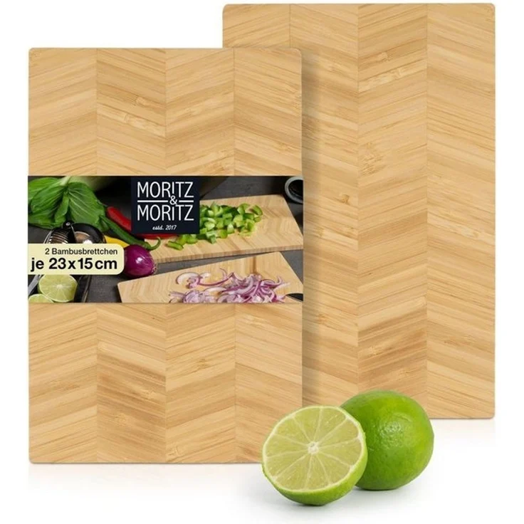 Moritz & Moritz Schneidebrett 2x Holz Schneidebrett, Bambus, (2er Set, 2-St), 23 x 14,5 cm zum Schneiden, Anrichten und Servieren – Bild 4