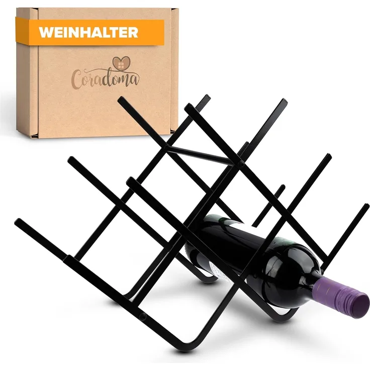 Coradoma Weinregal Weinregal Schwarz Metall für 8 Flaschen Wein und Getränke