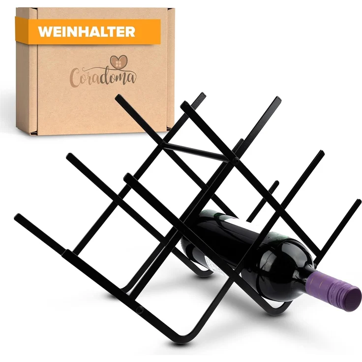 Coradoma Weinregal Weinregal Schwarz Metall für 8 Flaschen Wein und Getränke – Bild 1