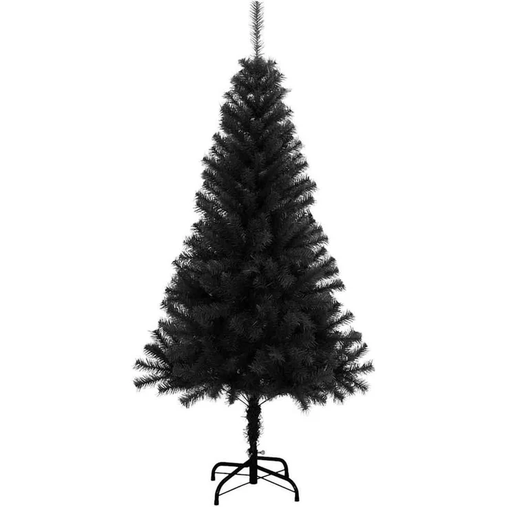 vidaXL Weihnachtsbaum mit LED-Beleuchtung Schwarz 150 cm PVC und Stahl 3396465 – Bild 5