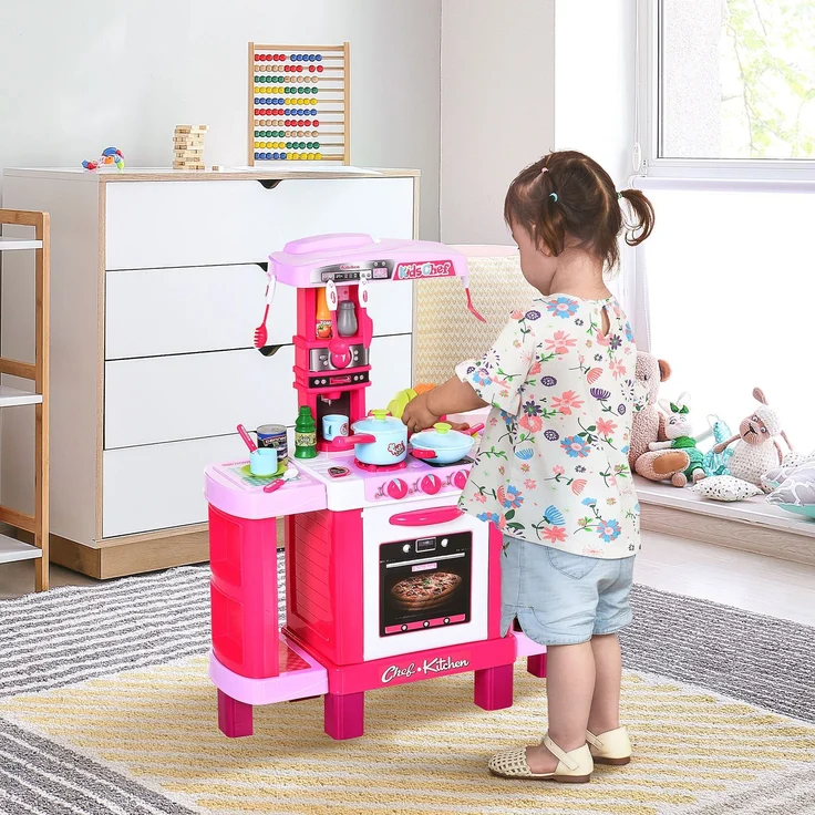 Kinderküche Rezepte Rollenspiel 38 Teile inklusive Sound und Licht Polypropylen Rosa – Bild 3