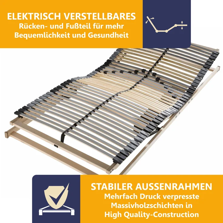Lattenrost Flex 42 Motor, Kopfteil und Fußteil elektrisch verstellbar Größe 200 x 200 cm – Bild 4